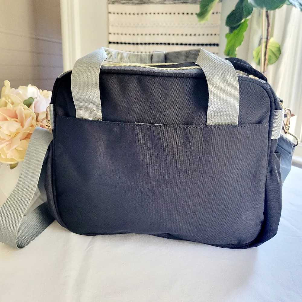 TRENDPLAY Black Small Diaper Tote Baby Maternity Bag, Neutral Quilt Canv…